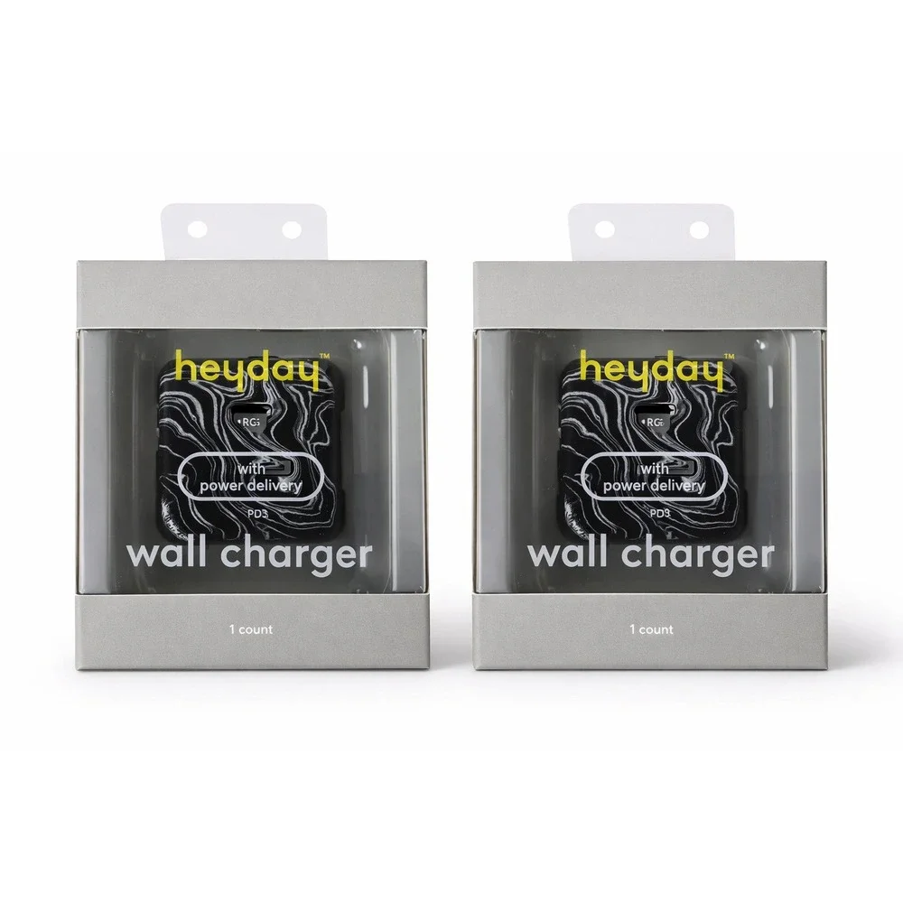 Lot of 2 Heyday‎ Wall Charger USB-C PD + USB-A 25W Black Agate New